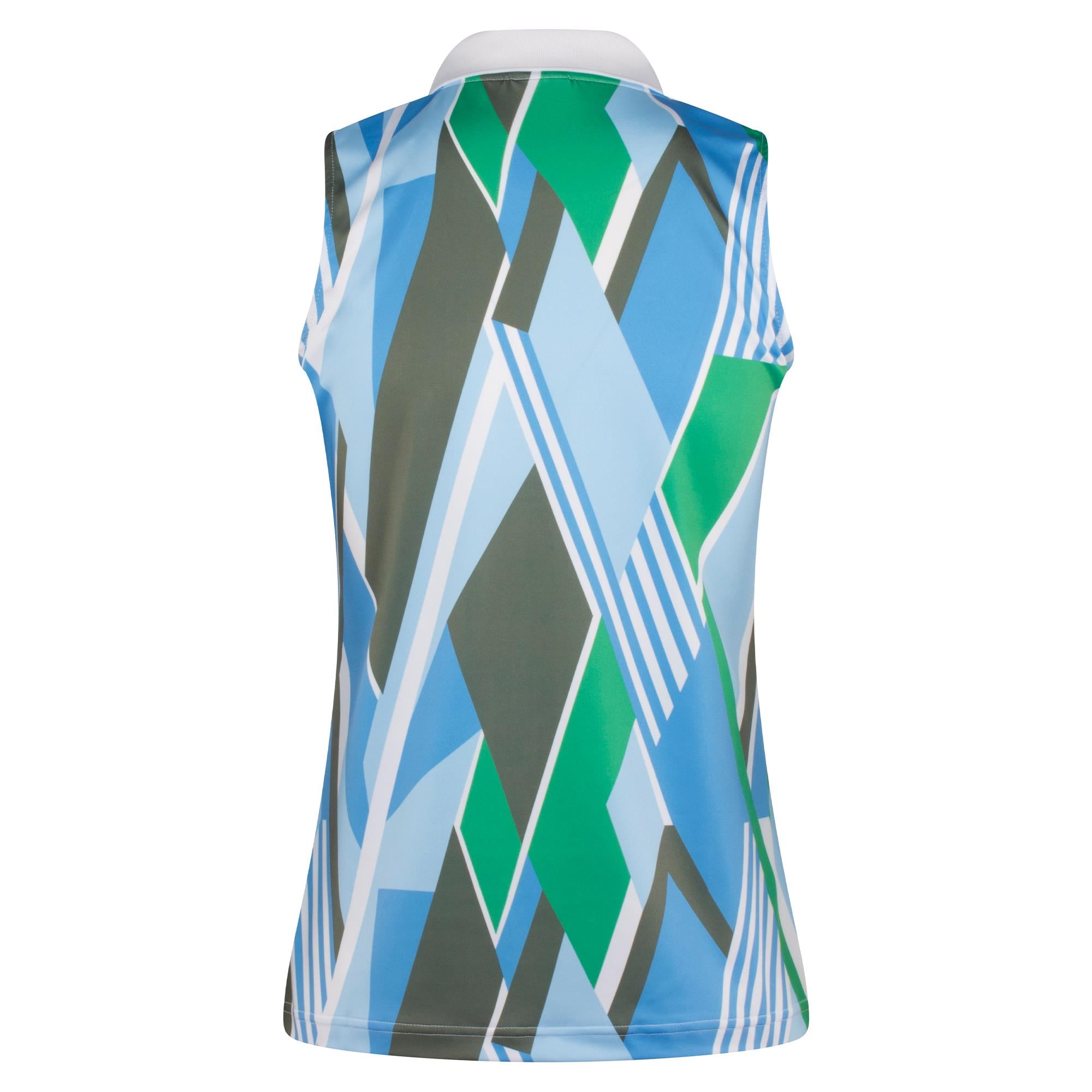 Daily Sports Fusion Ladies Sleeveless Golf Polo Shirt Stripe Fusion Blue